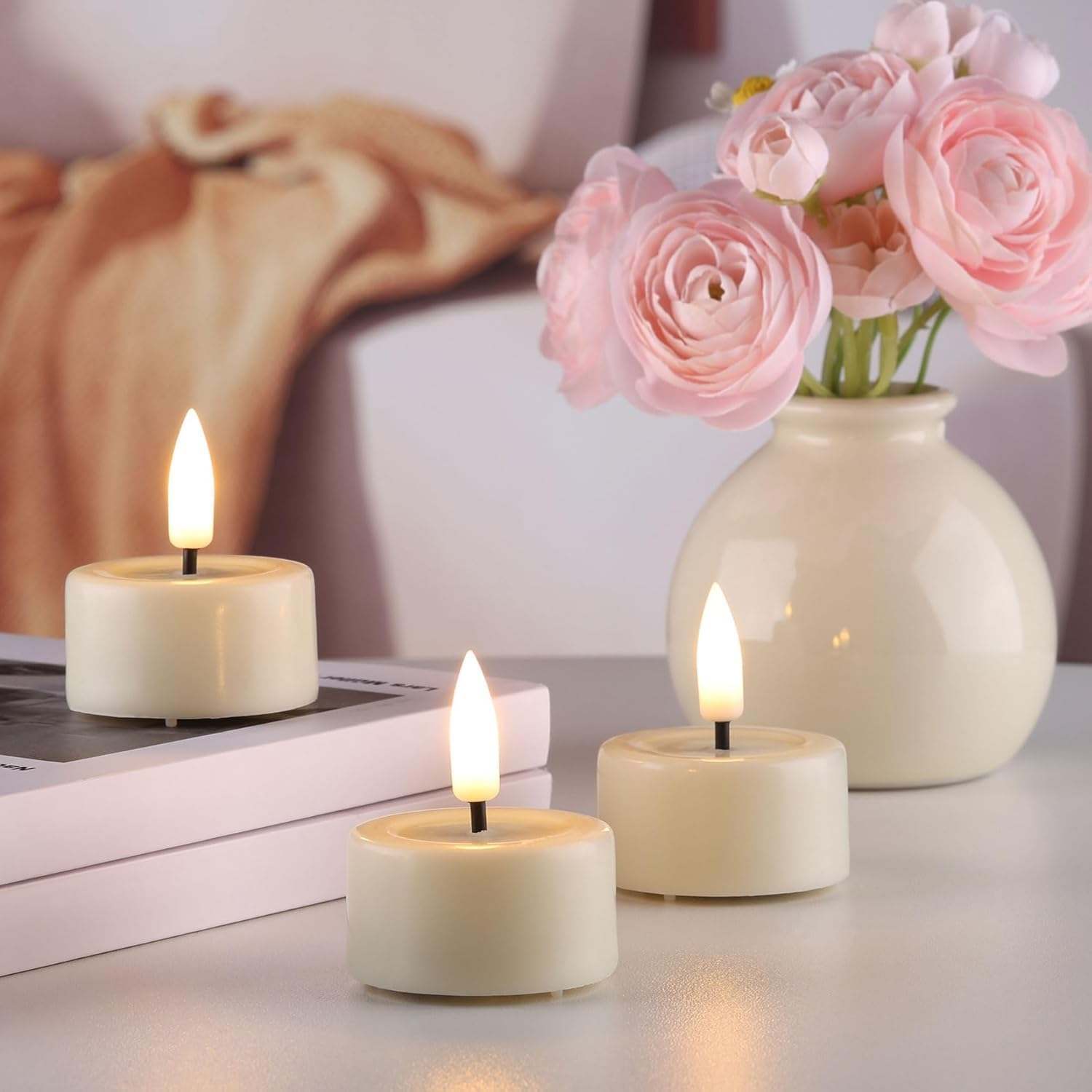 12PC Flameless Candles Battery Operated, 200+ Hours Flickering Fake Candles Electric LED Candles for Home Decor Electric Candle Tea Lights Table Decorations, Wedding, Aniversary, Halloween, Christmas image number 3