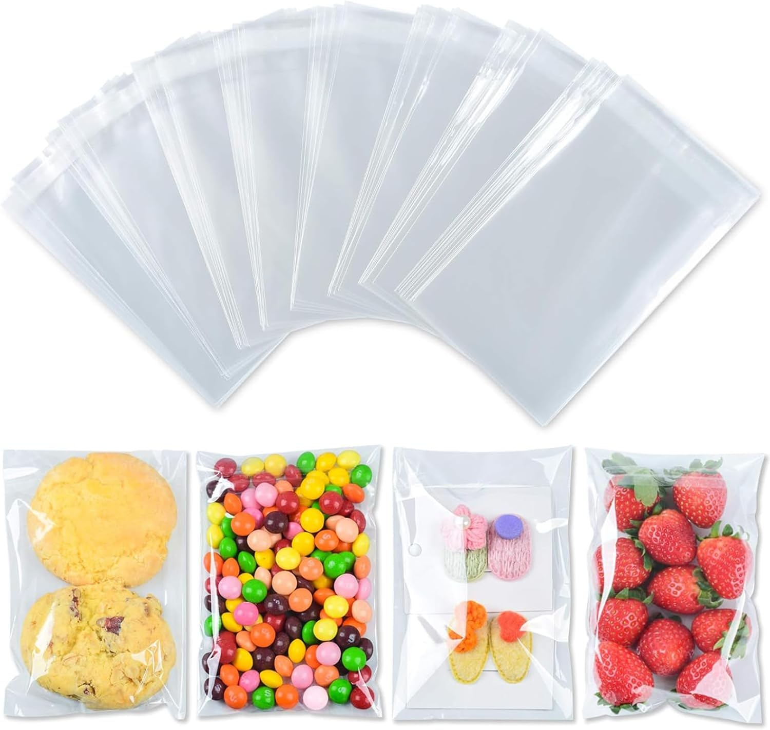 200 PCS Clear Plastic Bags 12X18Cm - Self Sealing OPP Cello Bags for Bakery Cookies Goodies Favor Decorative Wrappers image number 5
