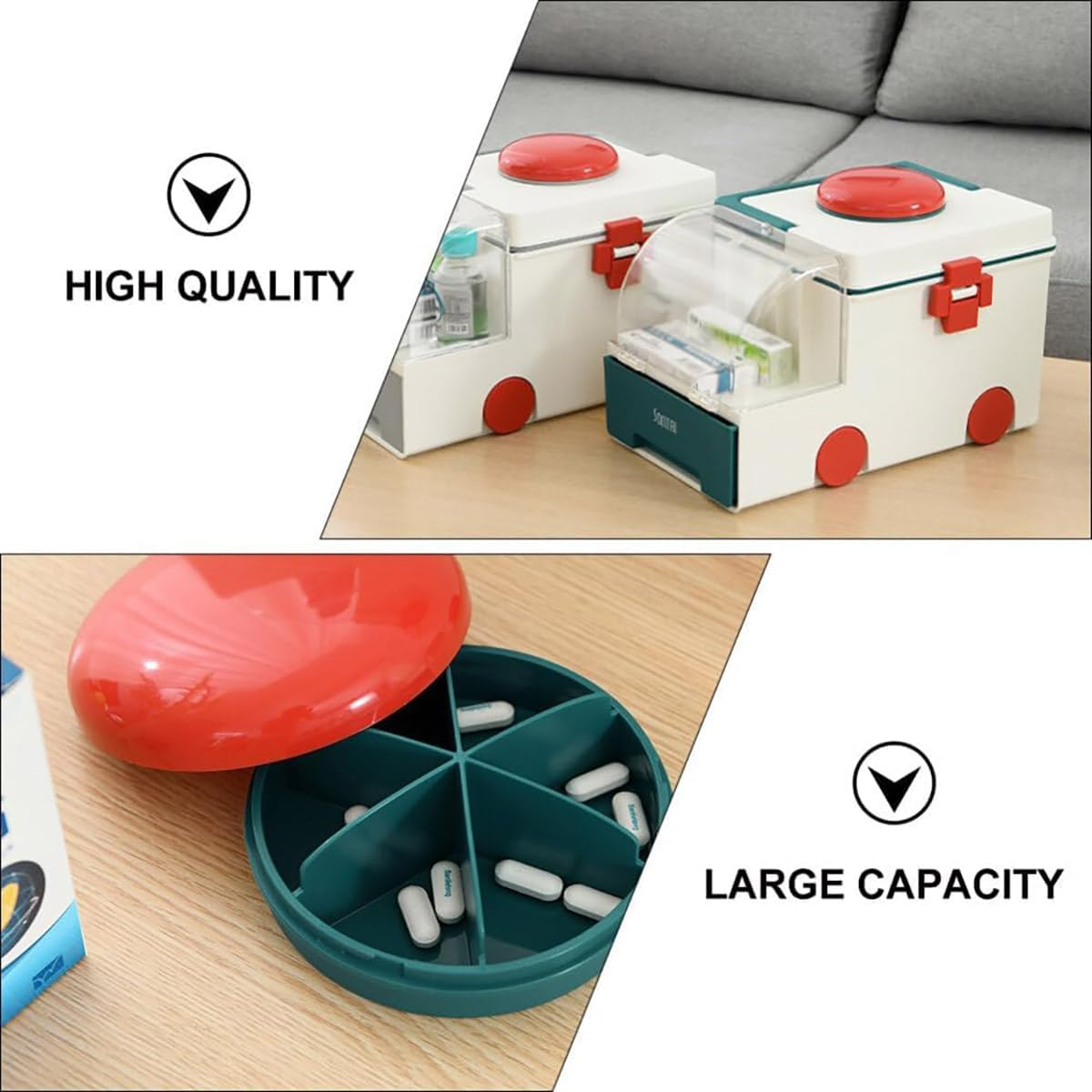 AIMALL Songtai Portable Household First Aid Box - Compact and Lightweight Medicine Storage Solution with Secure Locking System, Available in Grey and Green - 11.8 X 7.1 X 7.5 Inches image number 3