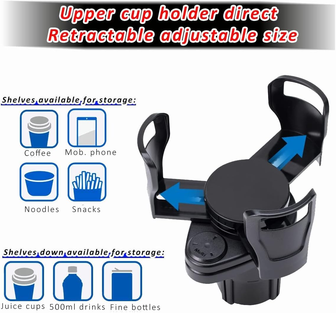 Cup Holder Expander for Car, 2 in 1 Multifunctional Extra Car Cup Holder Expander Adapter with Adjustable Base All Purpose for 20 Oz Drink Bottles Cups Snacks Compatible with Most Cars image number 6