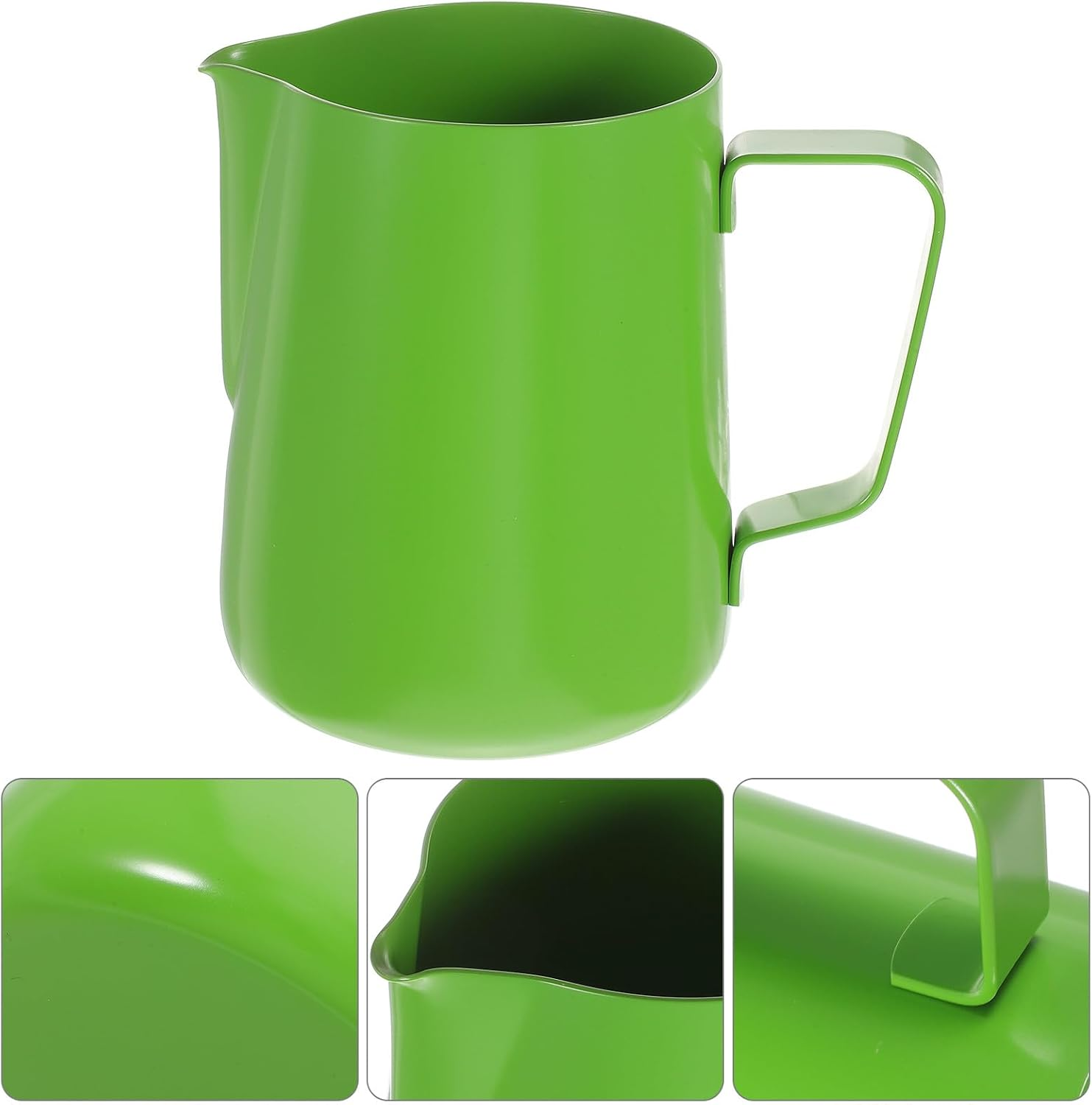 CATIEBYE Stainless Steel Coffee Frothing Pitcher 600Ml with Non-Stick Coating Thickened Milk Steaming Jug Green for Home Espresso and Latte Art image number 2