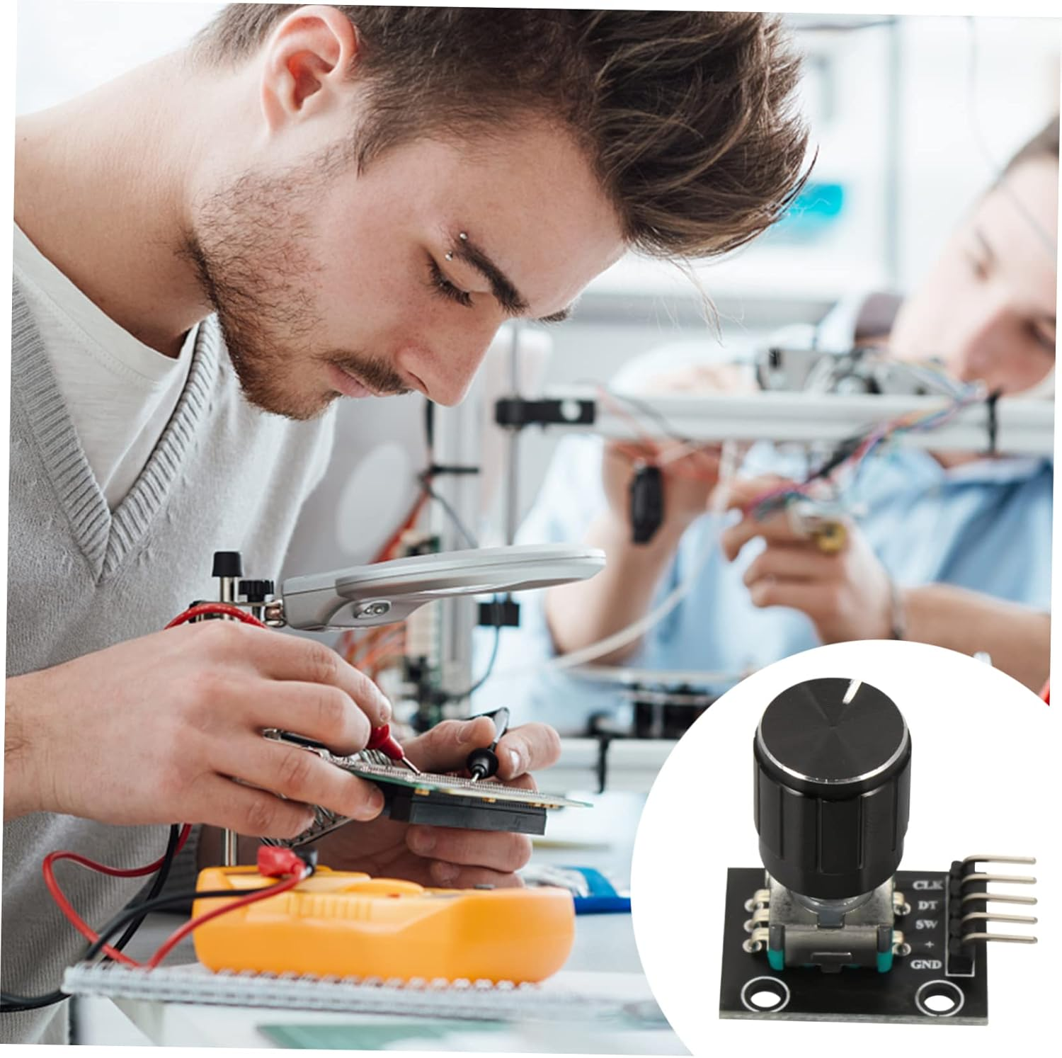 TEHAUX 5Pcs Degrees Rotary Encoder Units Electric Parts Rotating Potentiometer Brick Sensor Pin image number 1