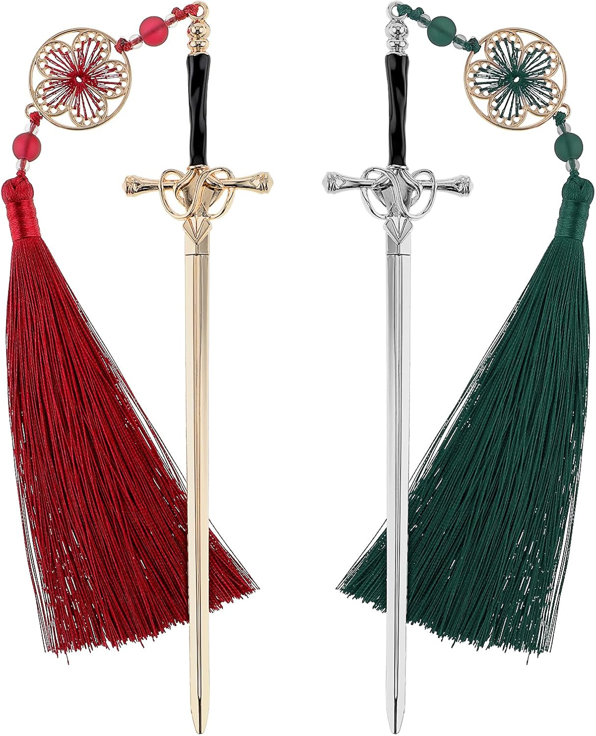 Jeffdad 2Pcs Sword Katana Bookmark Vintage Tassel Metal Pendant Bookmarks Unique Book Lovers Presents Valentine'S Day Gifts Thanks Gift for Boyfriend image number 3