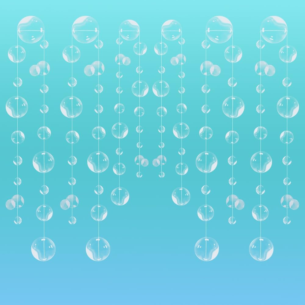 6 Pcs White Bubble Garlands Decorations, PVC Mermaid Birthday Decorations, 3D Bubble Coutout Garland under the Sea Party Decorations for Kid&rsquo;S Birthday Party, Little Mermaid Party Favors Supplies image number 6