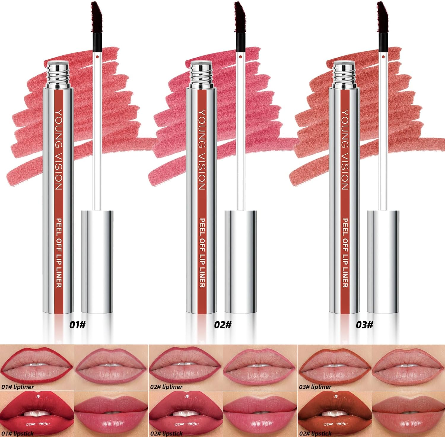 3-Pc Peel off Lip Liner Stain Set | Matte Waterproof & Tattoo-Effect Formula | Nude Matte Shades for Women & Girls | Long-Lasting Lip Tint with Precise Definition | Giftable Lip Contour Kit