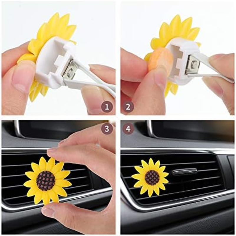 6 Pieces Car Air Freshener Sunflower Car Accessories Sunflower Air Vent Clips Cute Car Air Freshener Sunflowers Gift Decorations Girasoles Car Clip Interior Air Vent Decorations image number 5