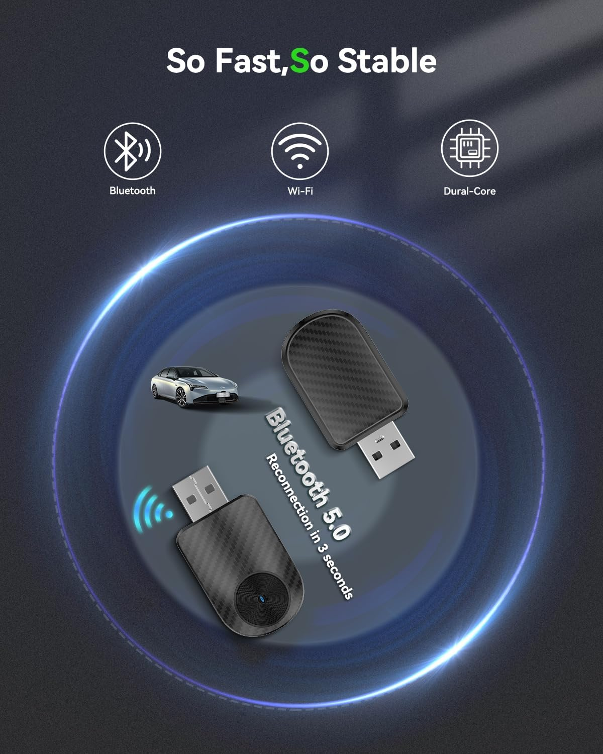 Wireless Carplay Adapter, 2 in 1 Wired Carplay/Android Auto to Wireless Dongle for Iphone & Android, USB A/C Mini Design Fast Stable Connect, Fit 98%+ Cars with Factory Wired Carplay image number 5