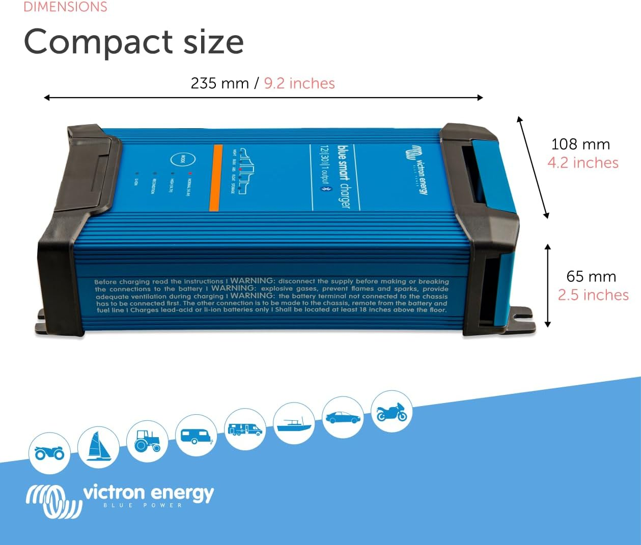 Victron Energy Blue Smart IP22 12-Volt 30 Amp 230V, Single Output Battery Charger, Bluetooth (AU/NZ) image number 1
