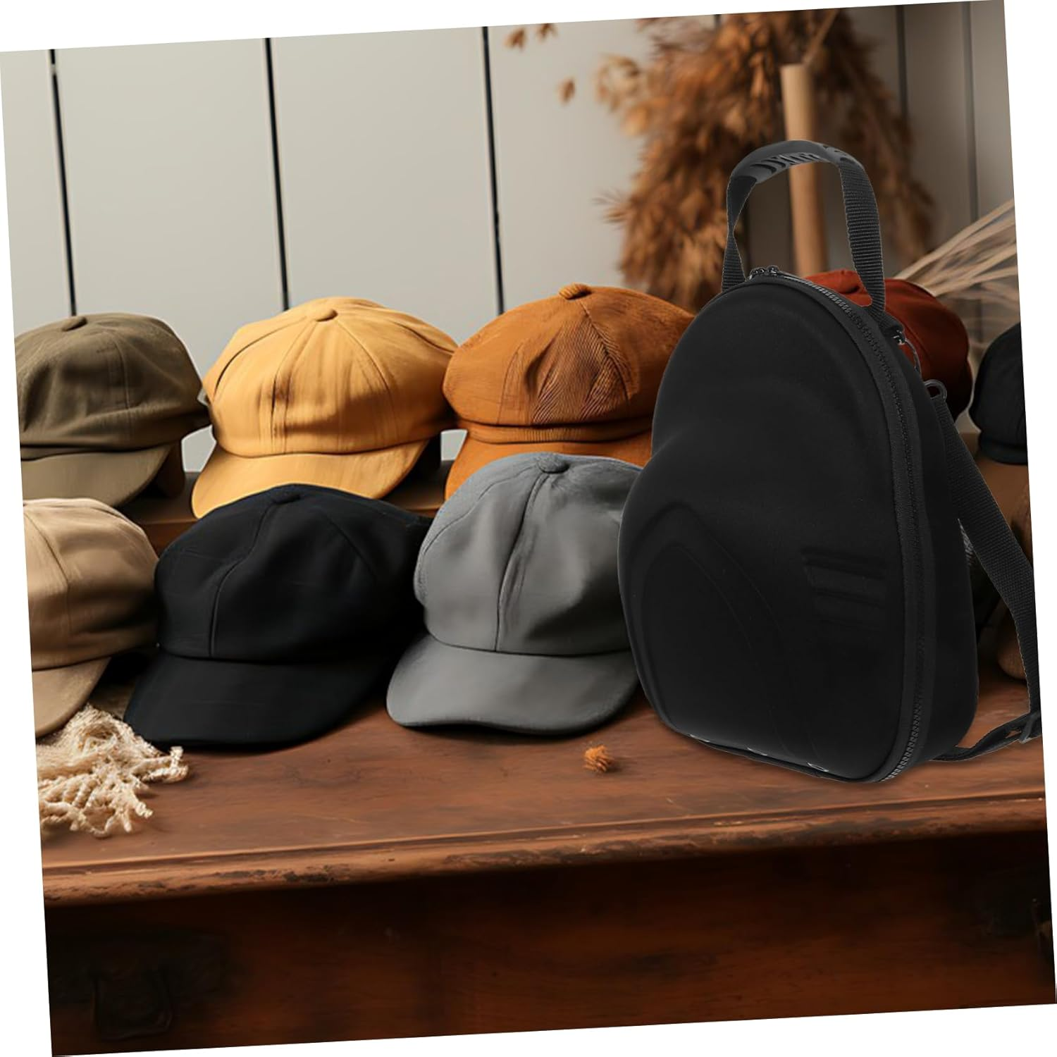 Eva Hard Hat Storage Bag Baseball Cap Carrier Case Shoulder Strap Travel Protective Box for Men Caps image number 6