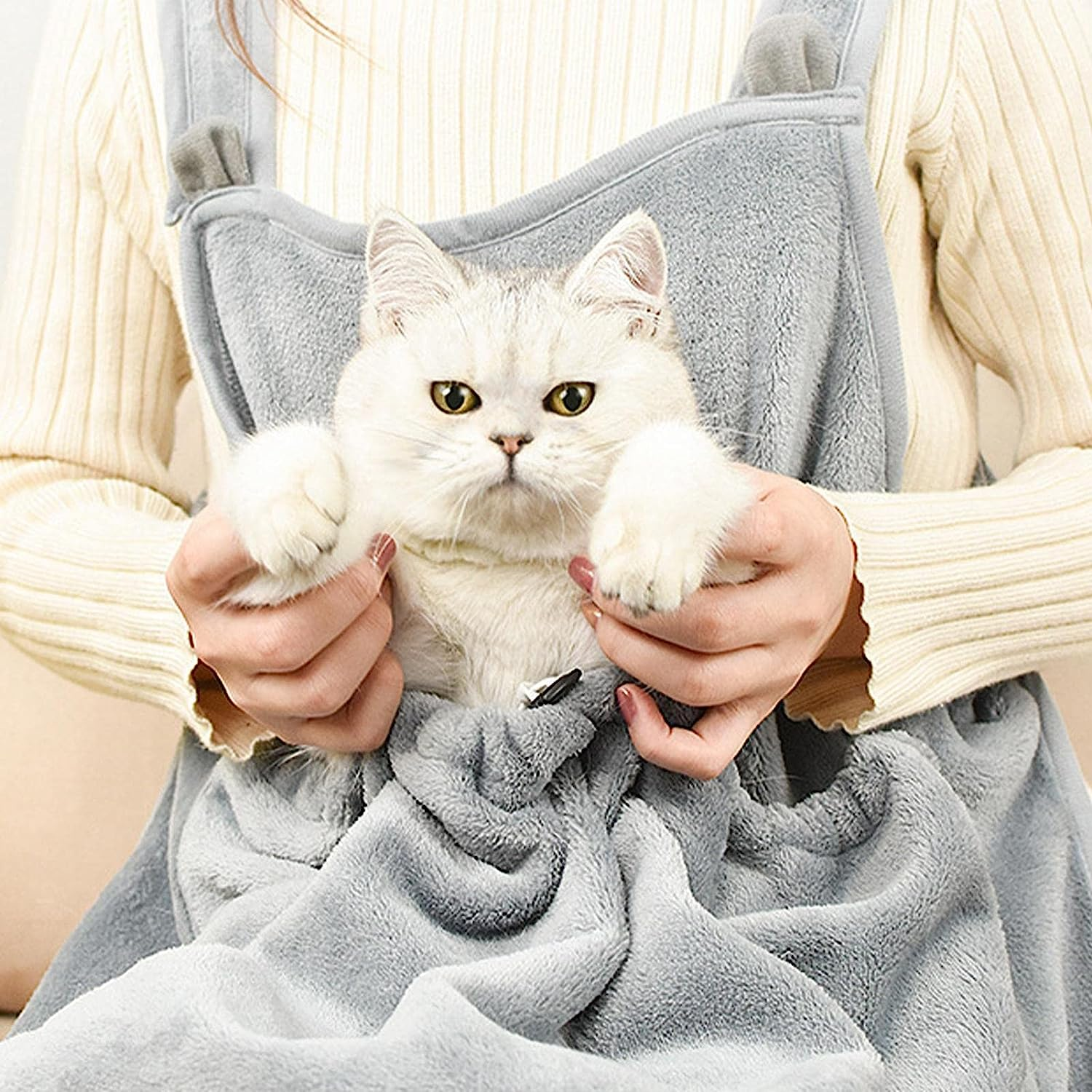 Cat Carrying Apron,Small Dog Cat Carrier Chest Soft with Pocket | Hands Shoulder Carry Soft Breathable Pet Apron for Indoors, image number 1