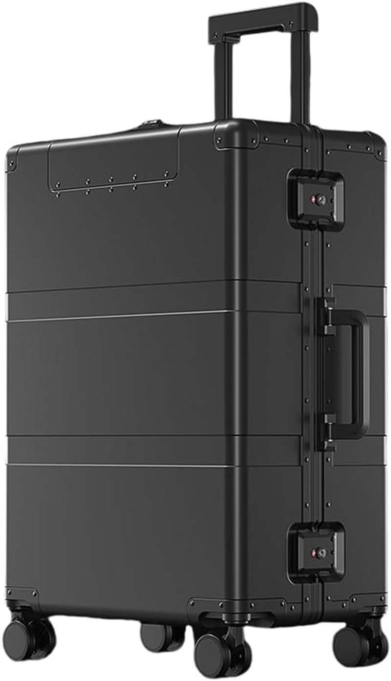 All Aluminum Magnesium Hardside Carry on Luggage with Wheels, Zipperless Hardshell Checked Luggage with Lock, Airline Approved Suitcase Metal Rolling Luggage for Travel, Business (Silver, 20 Inch)