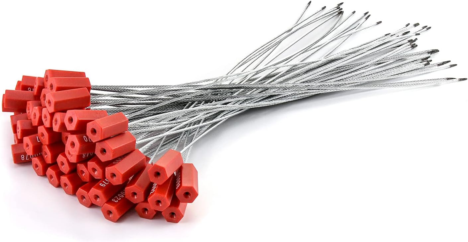 QWORK Steel Cable Seals Security Tag Numbered Truck Trailer Seal, 50 Pcs image number 5