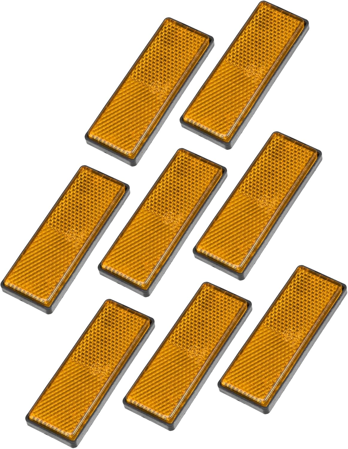 8 Pcs Rectangular Stick-On Safety Spoke Reflective Self Adhesive Reflector for Gate Posts Cars Trailer Motorcycle Trucks Boat Bicycle Bike Orange Auto Replacement Parts