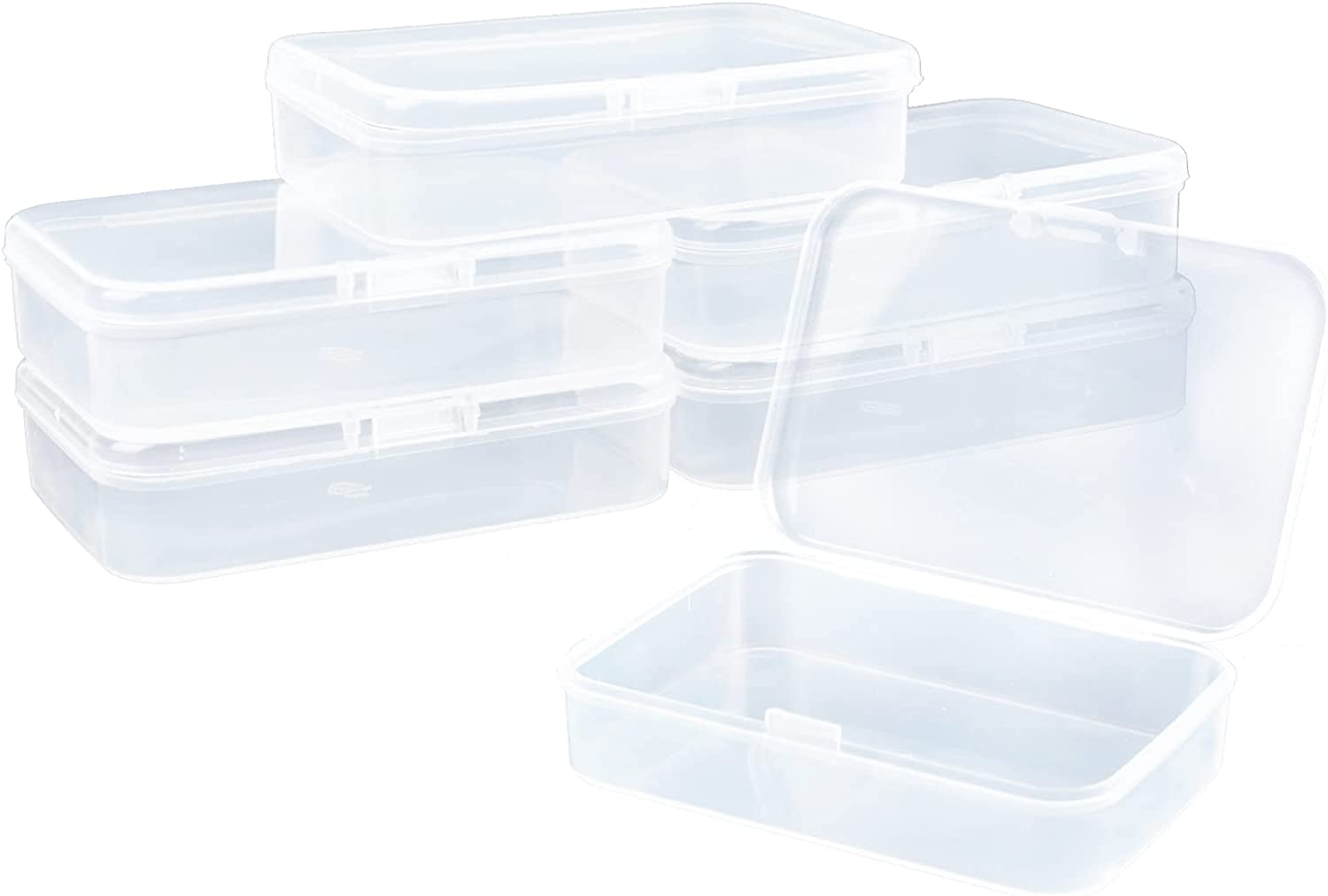 YASUOA Plastic Box Pin Holder Mini Storage Containers with Hinged Lid Bobby for Business Card Crafts Screws Drills Tiny Bead (3.5X2.5Inch) Small Rectangle 6 Pack image number 3