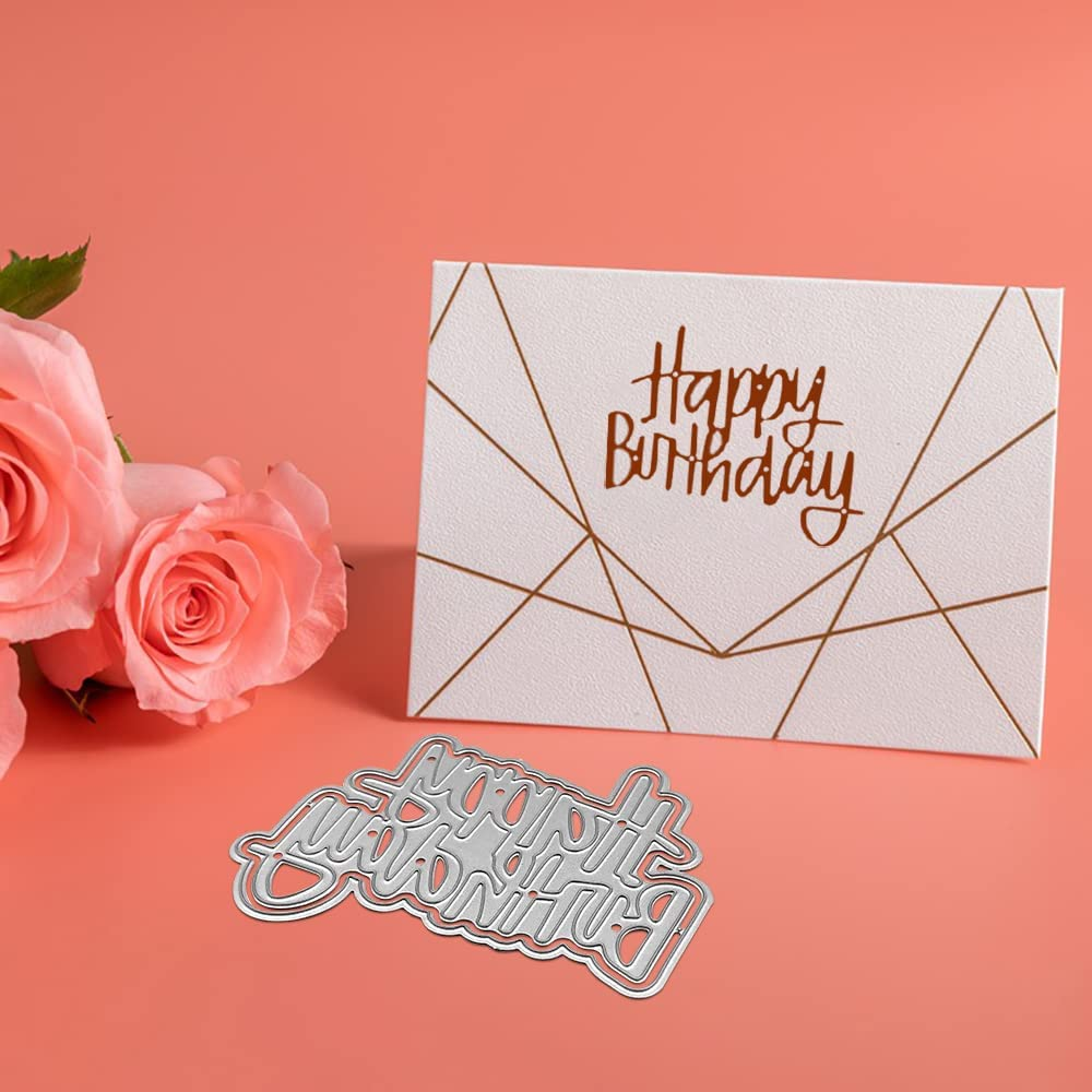 SENHAI 3 Sets Die Cuts for Card Making, Metal Cutting Dies: Bunny, Kitten, Happy Birthday image number 1