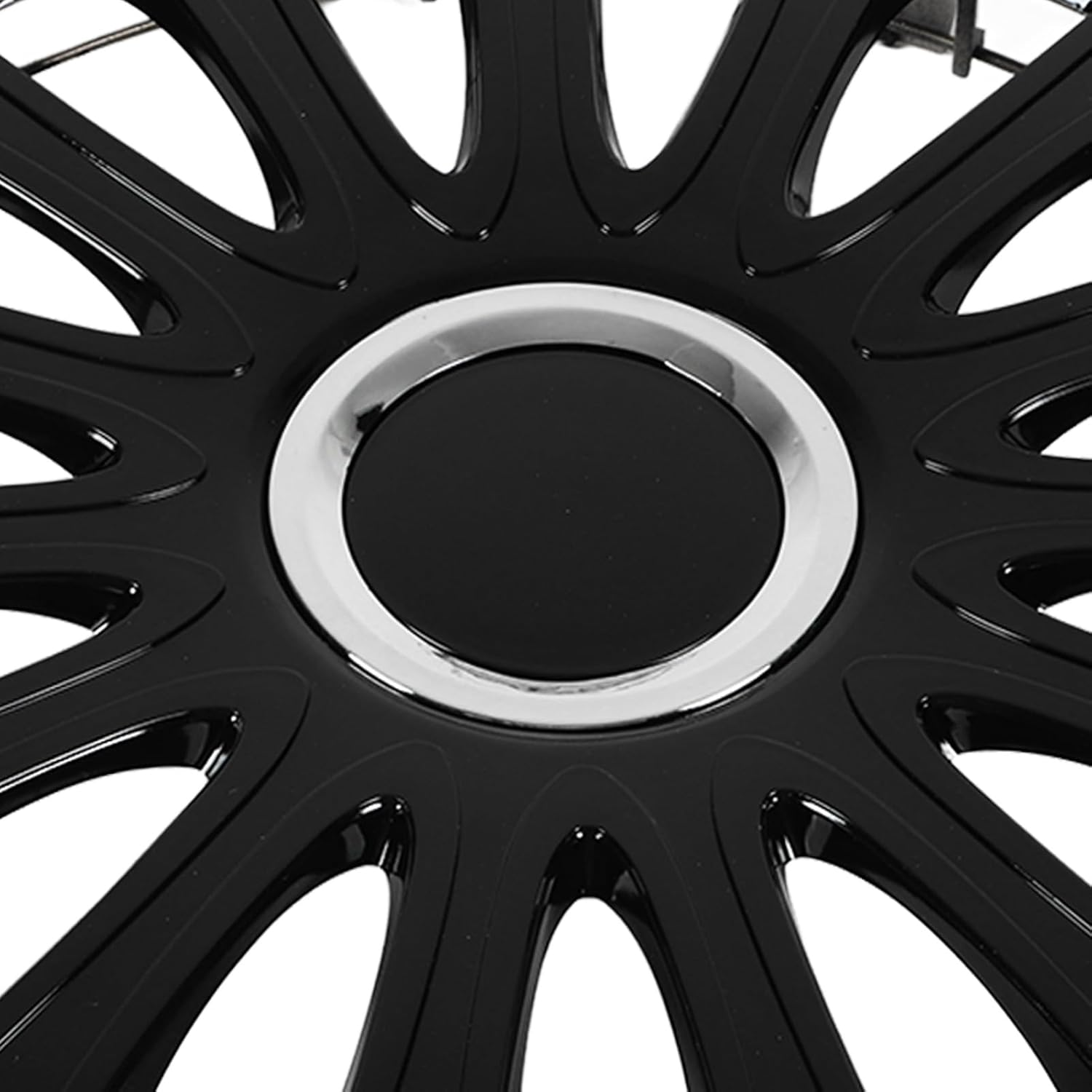 4PCS Black Automobile Hubcap Cool Sporty Wheel Rim Cover Trim Universal Fit, 14In for Most Cars image number 2