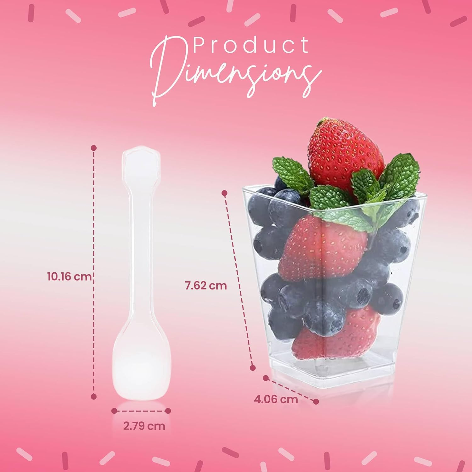 100 X 5Oz/150Ml Mini Cups with 100 Spoons - Reusable Clear Dessert Cups - Clear Dessert Shooter Cups BPA Free - Small Dessert Cups for Appetizer, Puddings, Mousse, Yogurt and Ice Cream image number 5