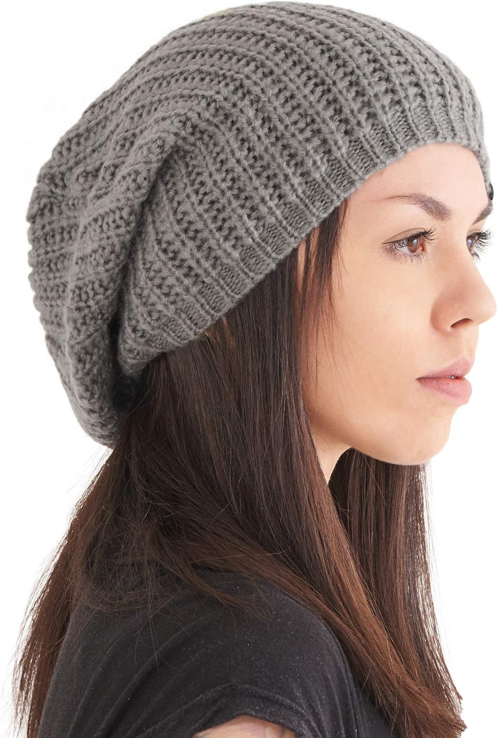 CHARM Oversized Winter Slouchy Knit Beanie - Mens Warm Fall Hat Womens Dreadlock Cap Large Slouch Tam for Big Heads