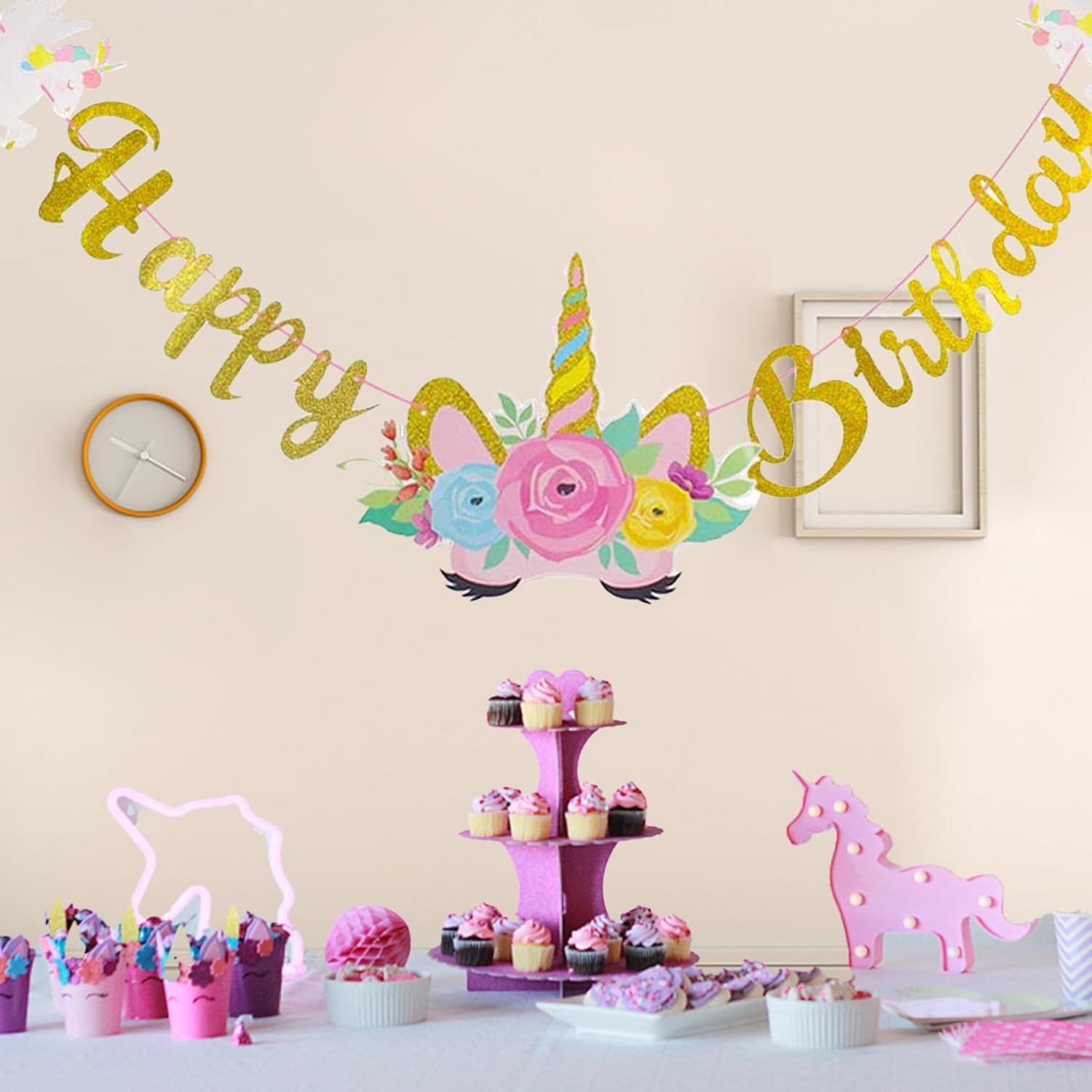 MAIGO Unicorn Birthday Decorations-Birthday Banners for Girls,Birthday Party Decorations,Girls Party Decorations,Unicorns Party Banners for Birthday Party Girls,Party Decorations for Adults Baby Showe image number 2