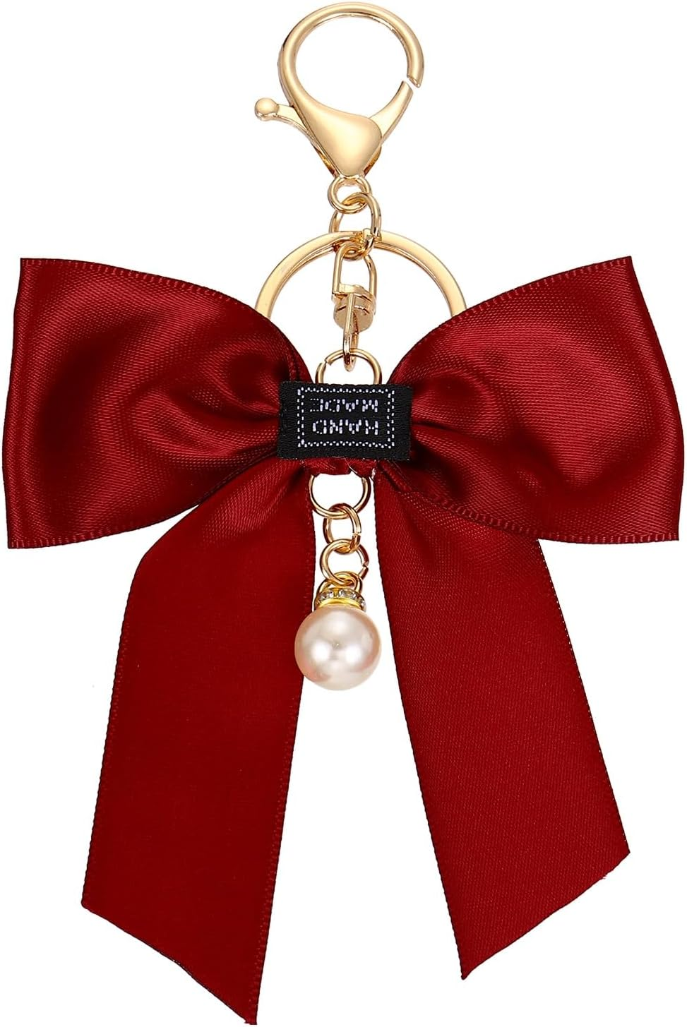 Uxcell Bow Knot Keychain, Cute Bag Charm Keyring, Bow Accessories for Women Purse, Backpack, Car Key, Phone Decoration (Red with Pearl) image number 2