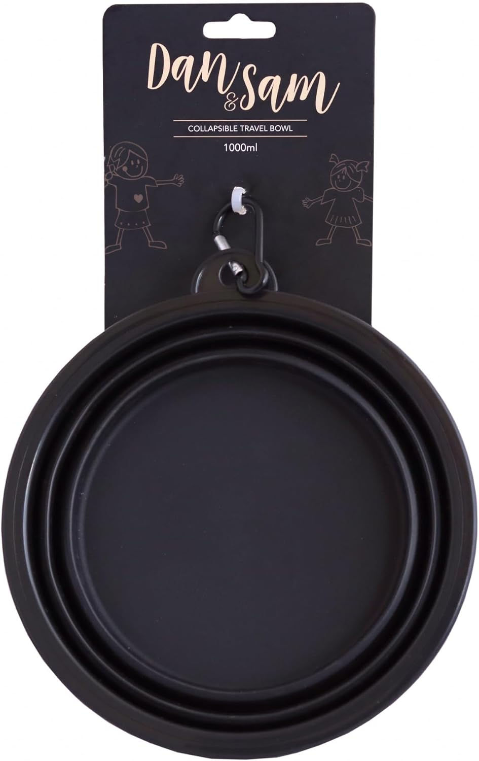 Dan & Sam Collapsible Travel Bowl, Large Black - Portable Feeding Solution, Durable, Lightweight & Space-Saving Design - Ideal for Dogs, Cats & Travel image number 1