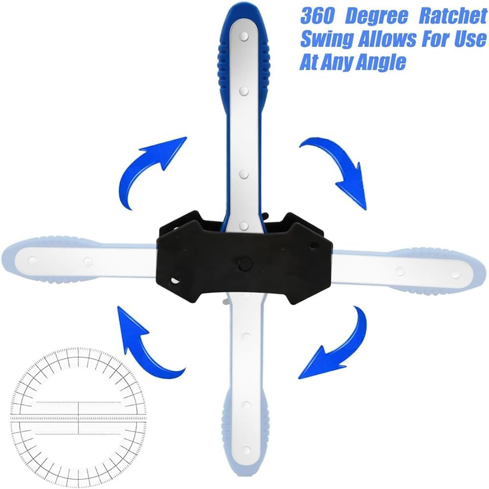Brake Caliper Compression Tool with 360 Degree Swing Ratchet, Brake Caliper Press Ratchet with 2 PCS Steel Plates, Piston Spreader Automotive Tools (Blue) image number 2