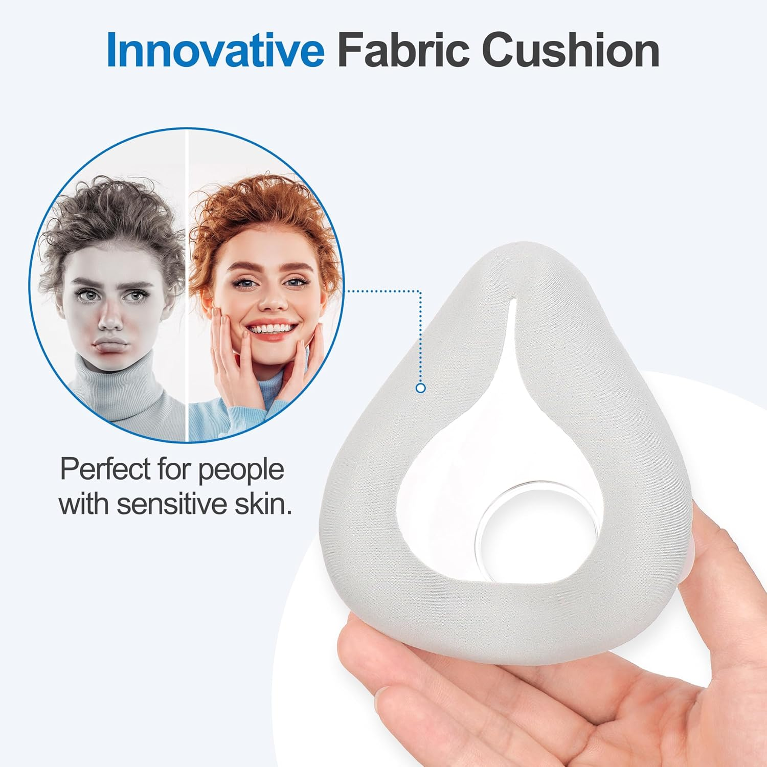 2 PCS Fabric CPAP Mask Compatible with Resmed Airfit F20 & Airtouch F20, Reliable Seal Sleep Apnea Mask, Innovative Fabric-Silicone Hybrid Design, CPAP Accessories Supplied by Airsmart, Grey (M) image number 1