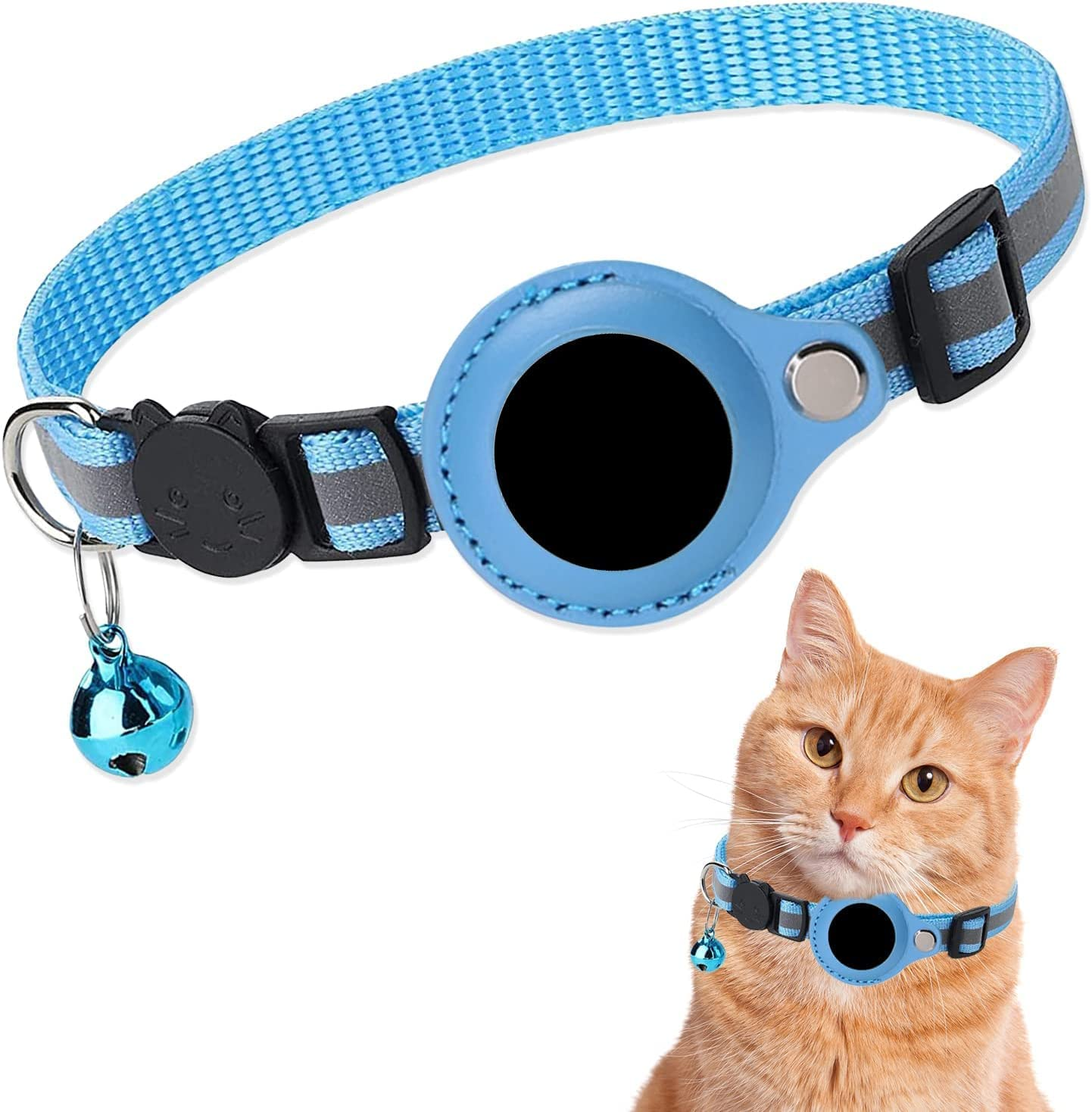 Airtag Pet Collar, Adjustable Cat Collar with Airtag Holder for Kittens, Dogs (Blue) image number 6