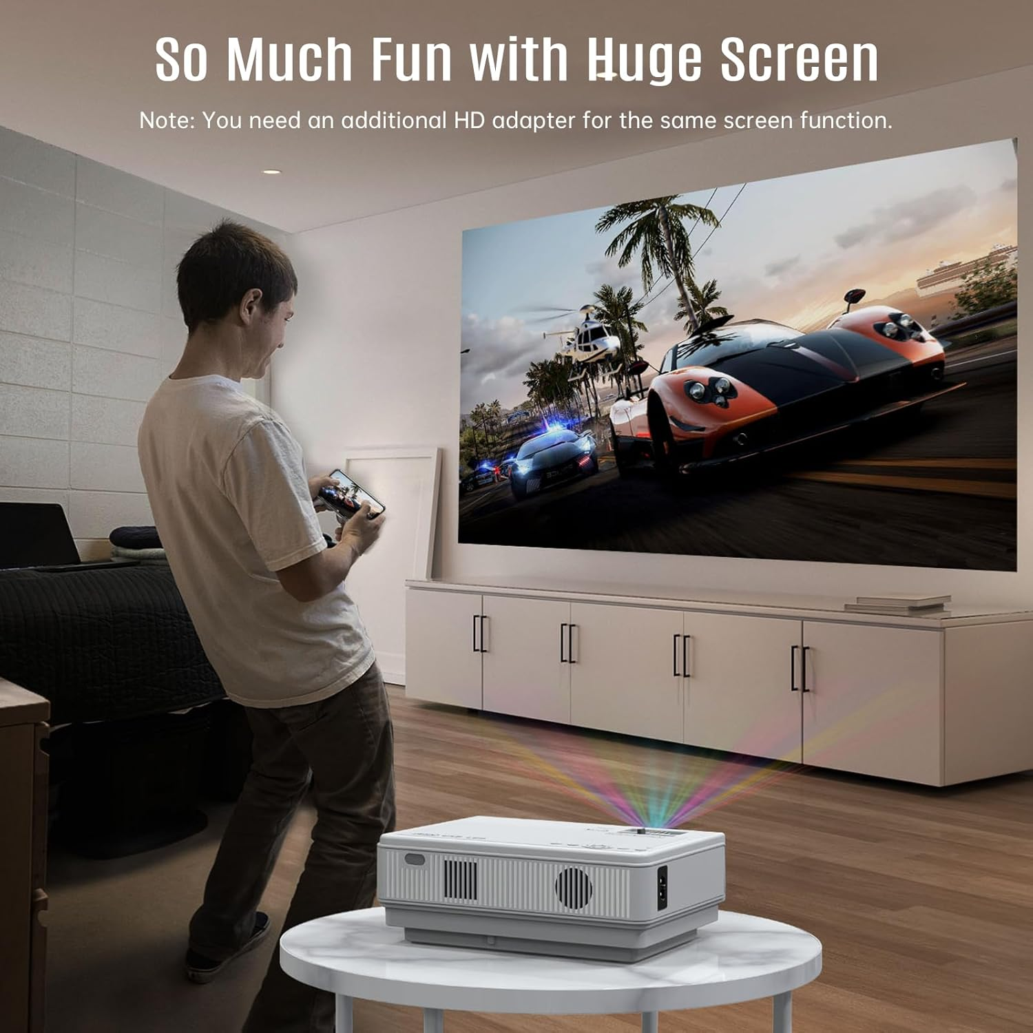 Eacam Mini Projector Support 210In Display Same Screen Technique Movie Projector Dual Speaker with Remote Control Support TV Box Computer Flash Disk TF Card for Home Theater Media Player image number 1