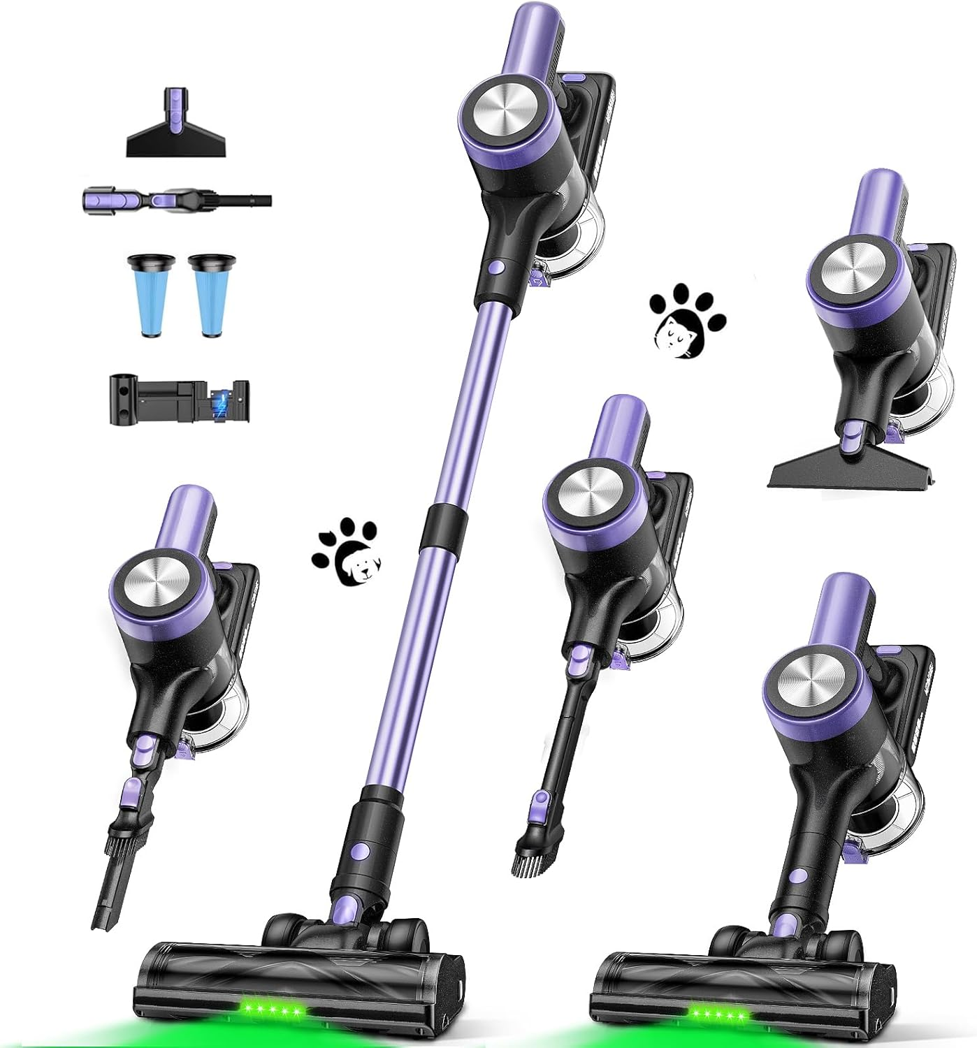 Cordless Vacuum Cleaner, 46Kpa/500W Stick Vacuum with 55 Mins Runtime, Self-Standing Vacuum Cleaner for Home, LED Display, Anti-Tangle Brush, Rechargeable Vacuum for Pet Hair, Carpet & Hard Floors image number 2