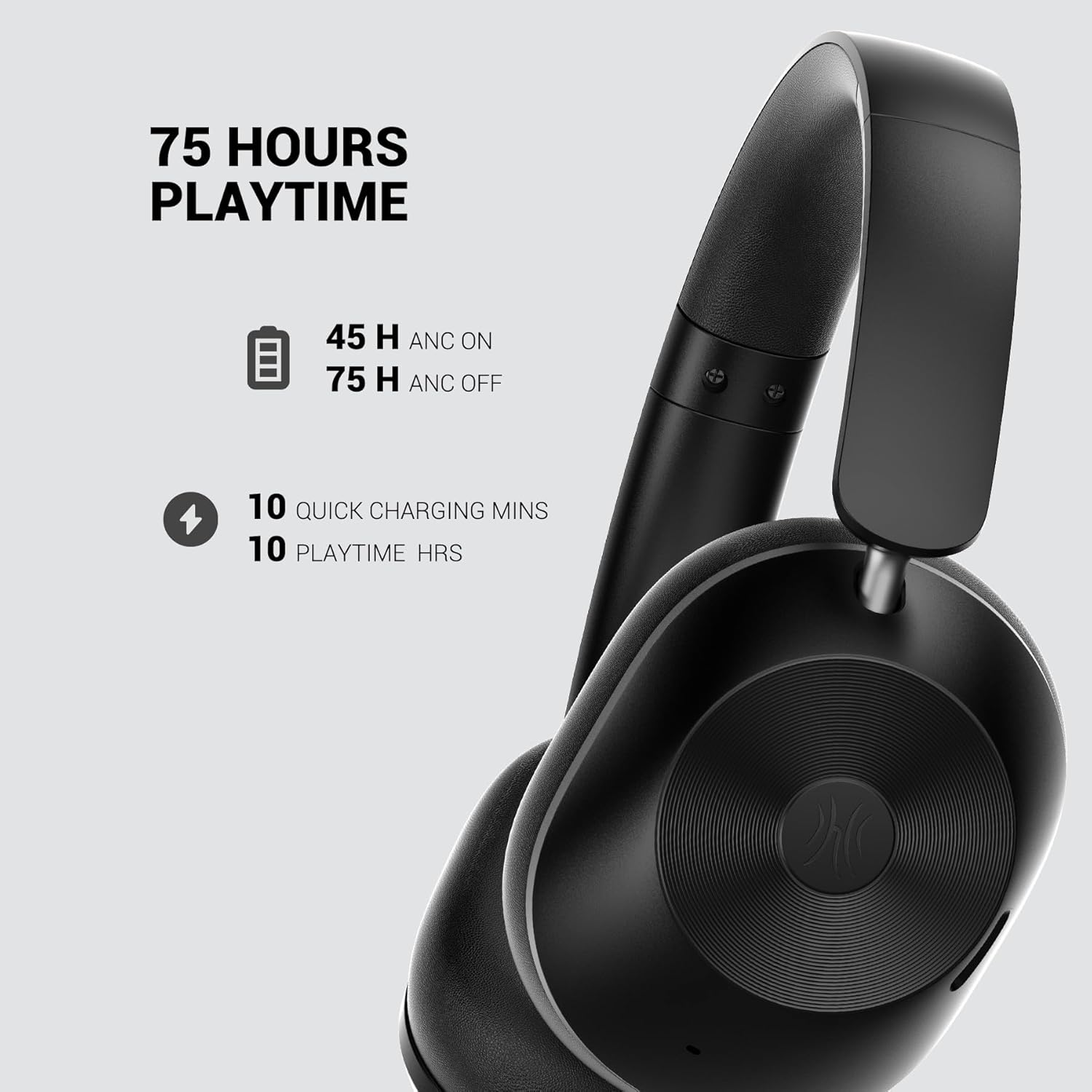 Oneodio A5 Noise Cancelling Headphones, Bluetooth 5.4, Wireless Headphones, LDAC Compatible, up to 75 Hours of Music Playback, Wired/Wireless, High Resolution, Fast Charging, Outsound Capture, Low - Black image number 6