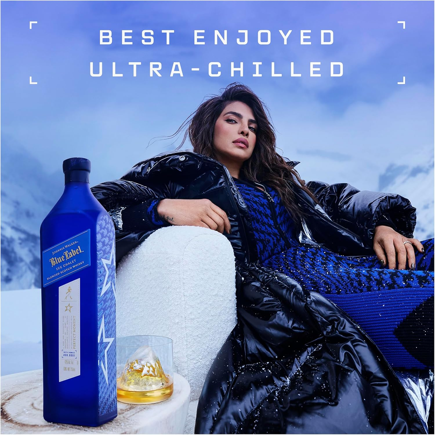 Johnnie Walker Blue Label Ice Chalet Limited Edition Blended Scotch Whisky 750Ml with Perfect Moment Reversible Bag