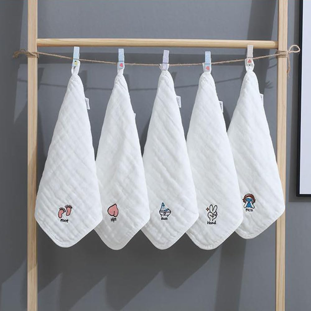 JZS Baby Washcloths, 10 Pack Muslin Cotton Towels Natural Cotton Baby Wipes Soft Newborn Baby Face Towel for Sensitive Skin Baby Shower Registry,30X30Cm image number 3