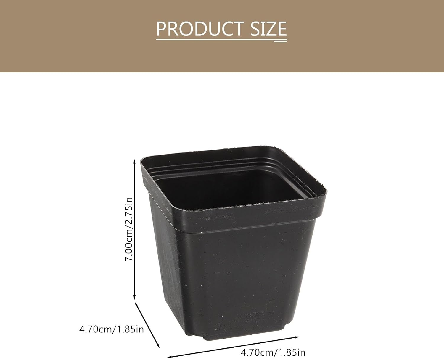 Balacoo 120 Pcs Square Seedling Nursery Pots, Plastic Flower Pots with Drainage Hole, 2.75 Inch Lightweight Garden Seedling Nursery Planters for Succulent, Flower, Herb, Hydroponic Plants (Black) image number 3