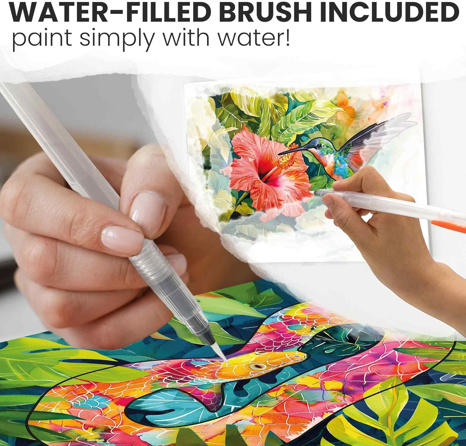 QUOKKA 10PACK Water Painting Dementia Activities for Seniors - Tropic Wildlife Memories - Alzheimers Products for Elderly - Activities for People with Dementia - Crafts for Seniors - Tropicwildlife image number 2