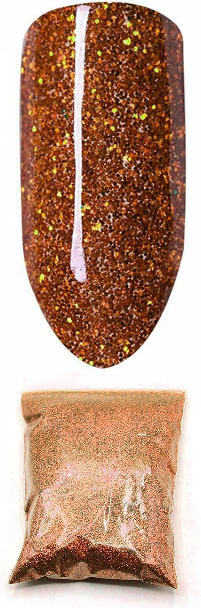Tootoo 50G Fine Glitter Dust Powder Holographic Iridescent Metallic Body Nail Art Craft (Orange) - Bronze image number 6