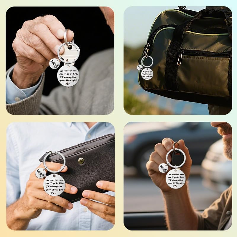 Dad Fathers Day Birthday Gifts for Papa Dada Daddy Fathers Day Presents for Men Father Dad Retirement Presents for Dada Papa I Love You Gifts for Daddy Father I'Ll Always Be Your Little Girl Keychain