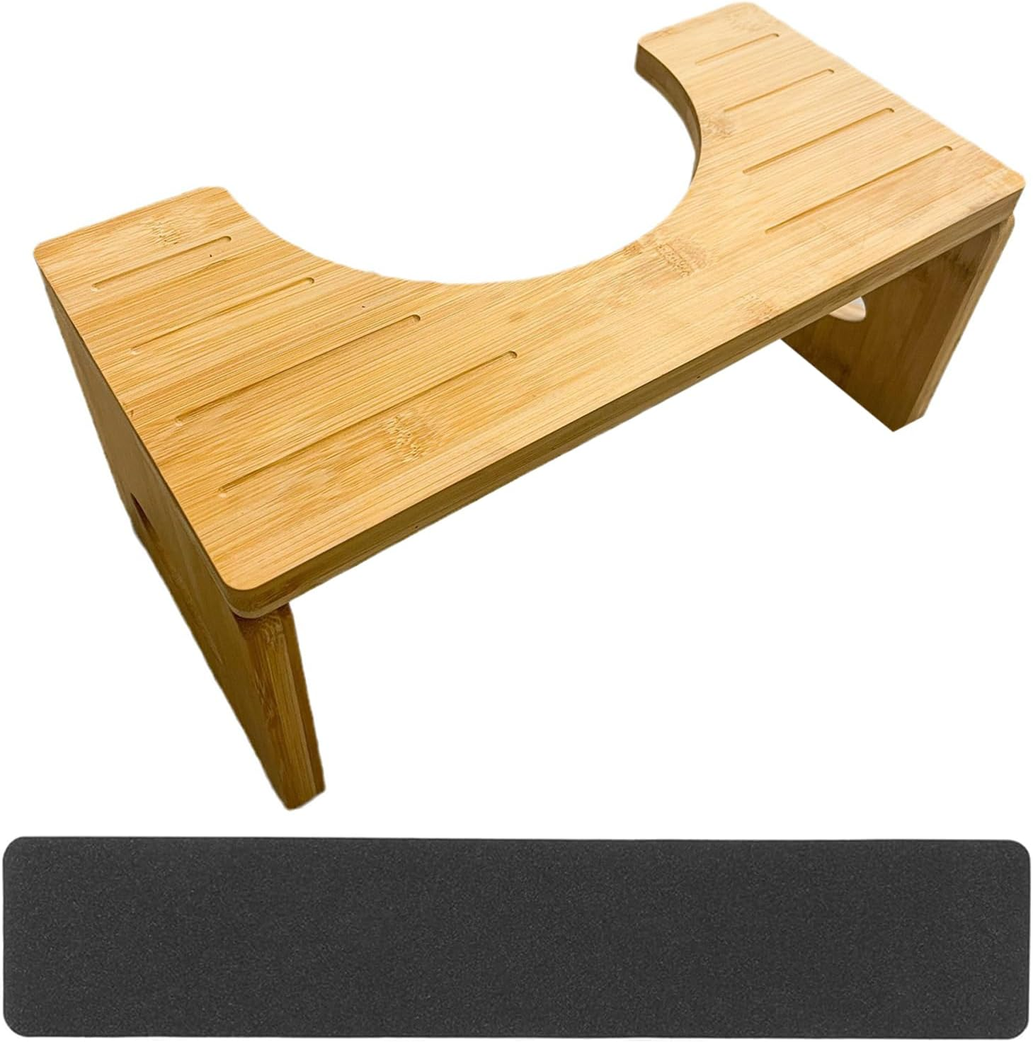 Wooden Toilet Stool with Anti-Slip Sticker, C-Shaped Toilet Stool for Improve Bathroom Posture Comfort, Heavy Duty Poop Stool for Natural Comfortable Excretion, Bathroom Foldable Stool (1 PCS) image number 5