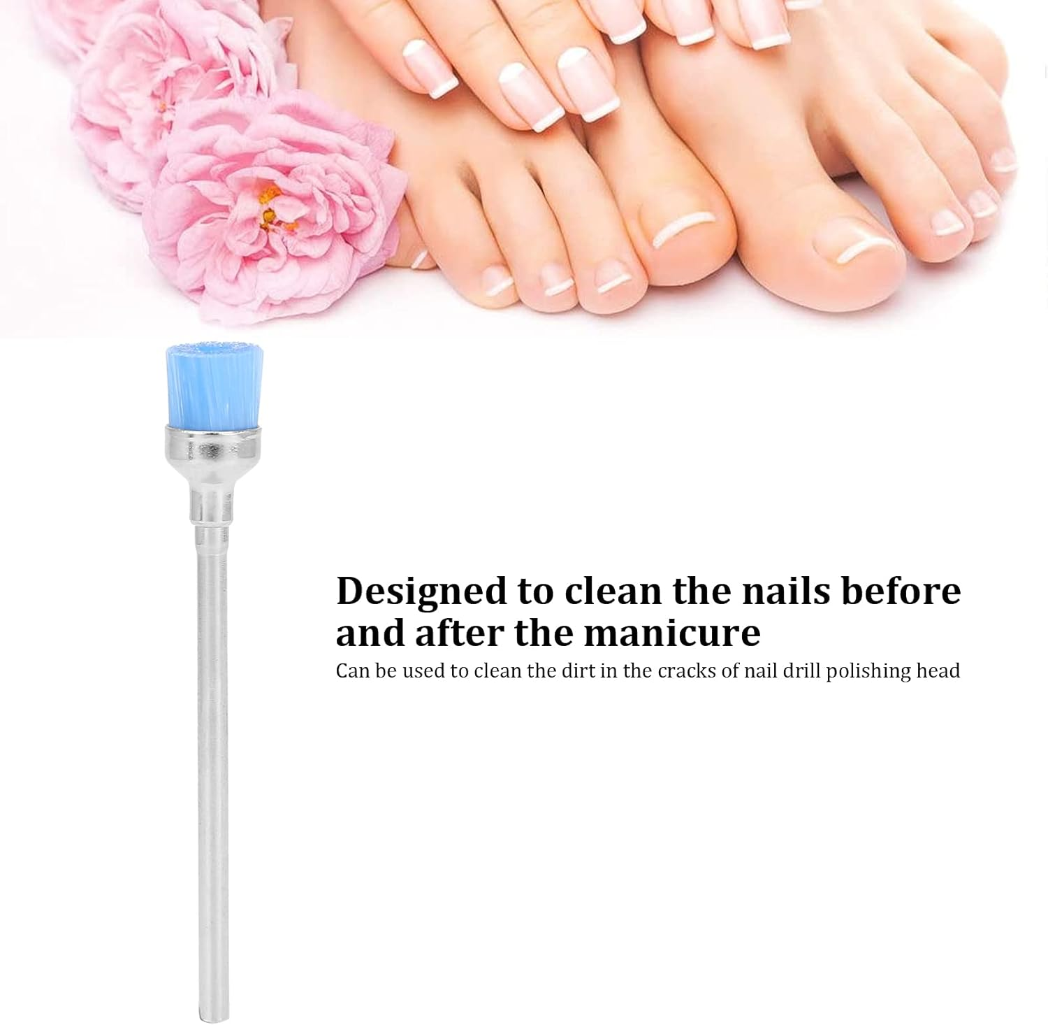 Nail Drill Bit Cleaning Brush, 100Pcs Nail Dust Brush Nail Drill Bit Cleaner Manicure Tool Accessory Manicure Tools (Blue) - Blue image number 3