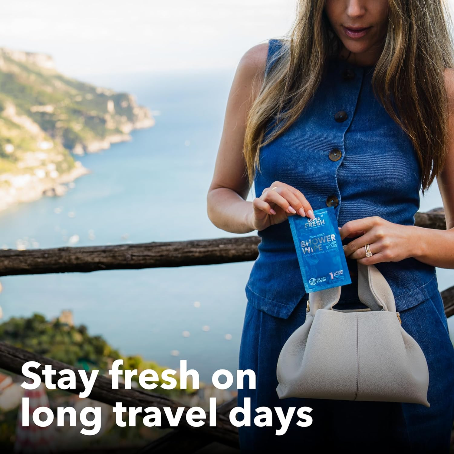 Super Fresh Funkblock Shower Wipes - Large Body Wipes for Hygiene, Camping Wipes, Gym & Travel. No Rinse Bathing Wipes with Aloe & Vitamin E. Unscented. Bag of (10) Individually Wrapped Wipes image number 5