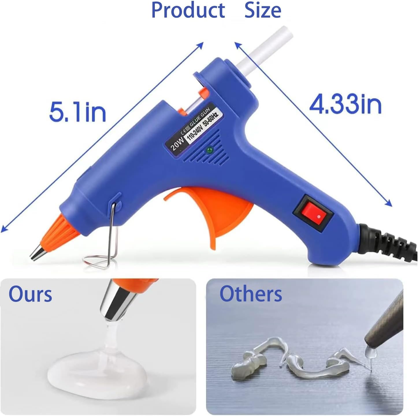 Fyvadio Hot Glue Gun with 40 Glue Sticks, Fast Preheating Hot Melt Gun, Mini Glue Gun Kit for Kids DIY, School Craft Projects, Quick Home Repairs and More (20W)