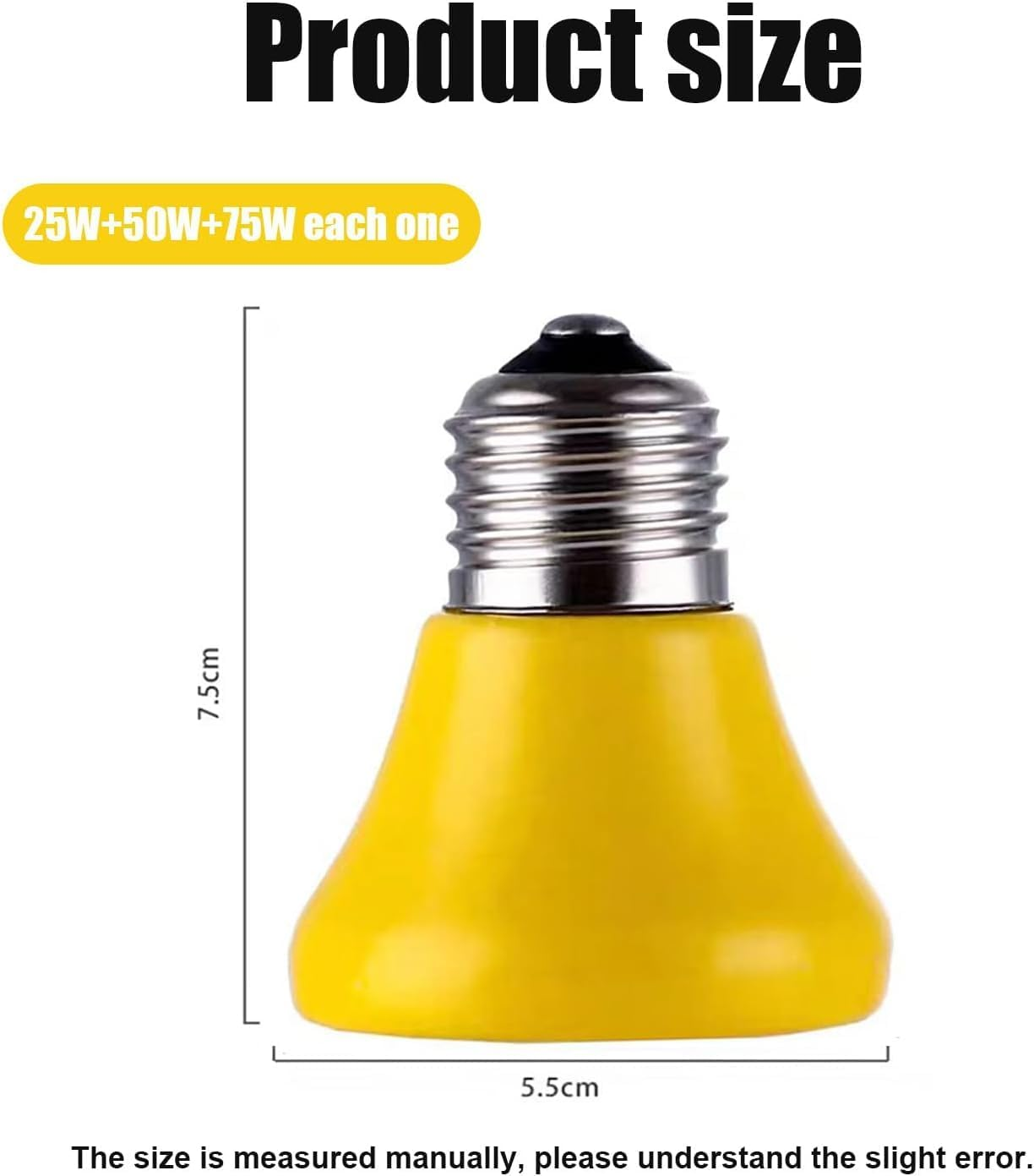 3 PCS Pet Ceramic Heat Lamp, Infrared Bulb Emitter Lamp, 25W 50W 75W, Reptile Heating Lamp Bulb, E27 Interface, Heating Color Change, Fit for Pet Brooder Coop Chicken Reptiles Amphibian (Yellow) image number 6