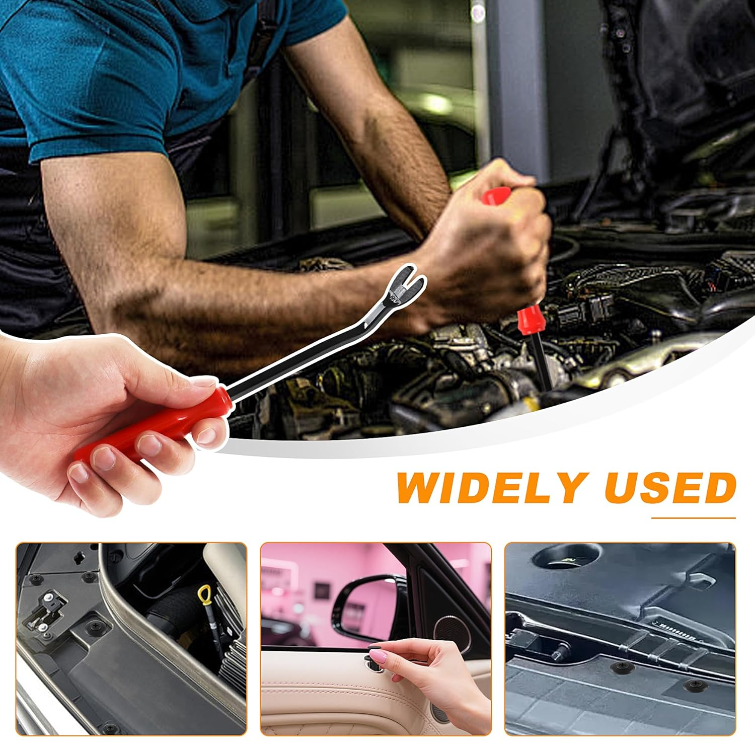 JUNART Universal Car Fastener Kit with 100 Plastic Rivets and 5 Removal Tool,Suitable for the Repair and Shaping of Most Cars. image number 3