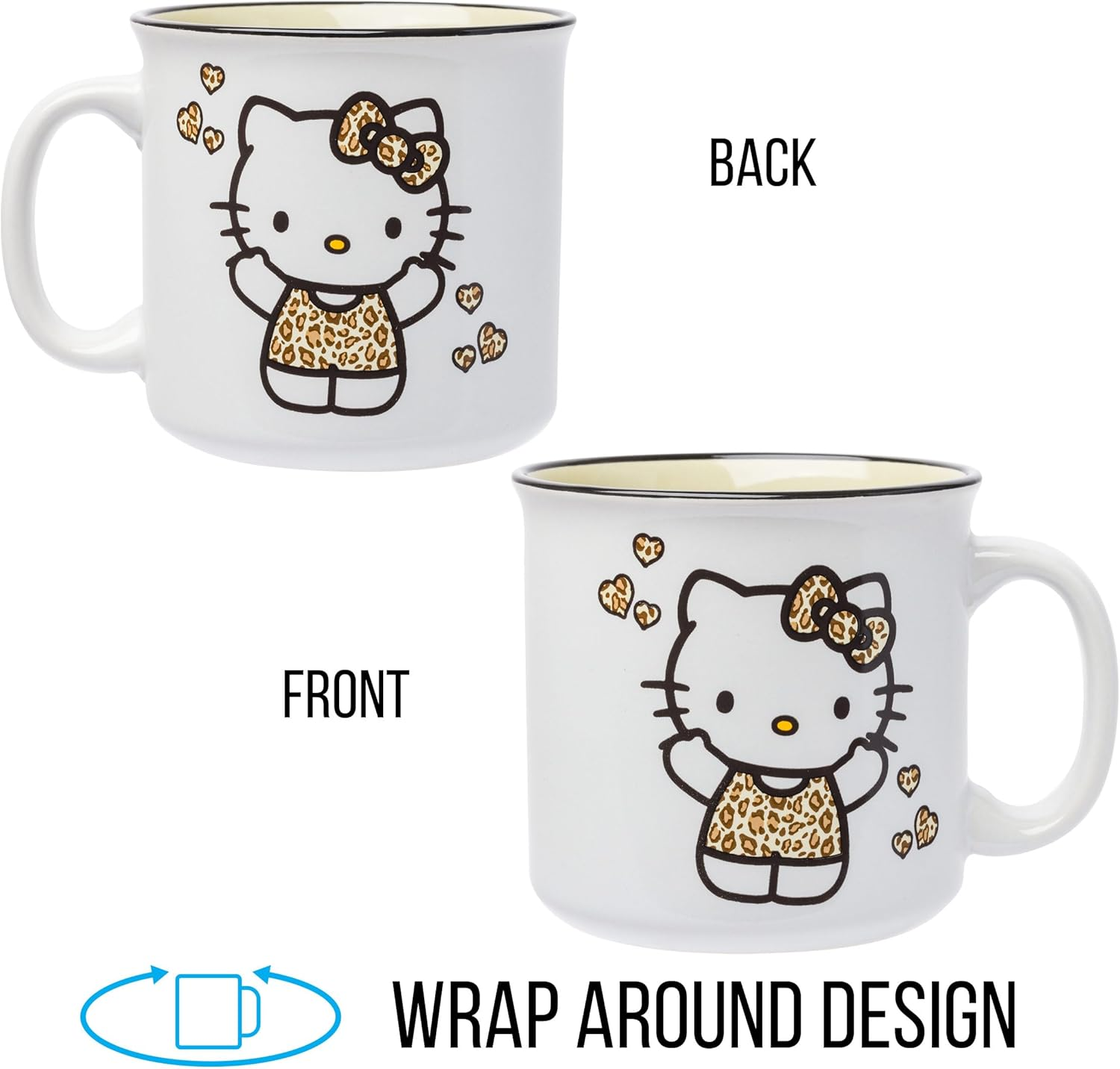 Silver Buffalo Sanrio Hello Kitty Leopard Outfit Ceramic Camper Mug, 20 Ounces image number 2