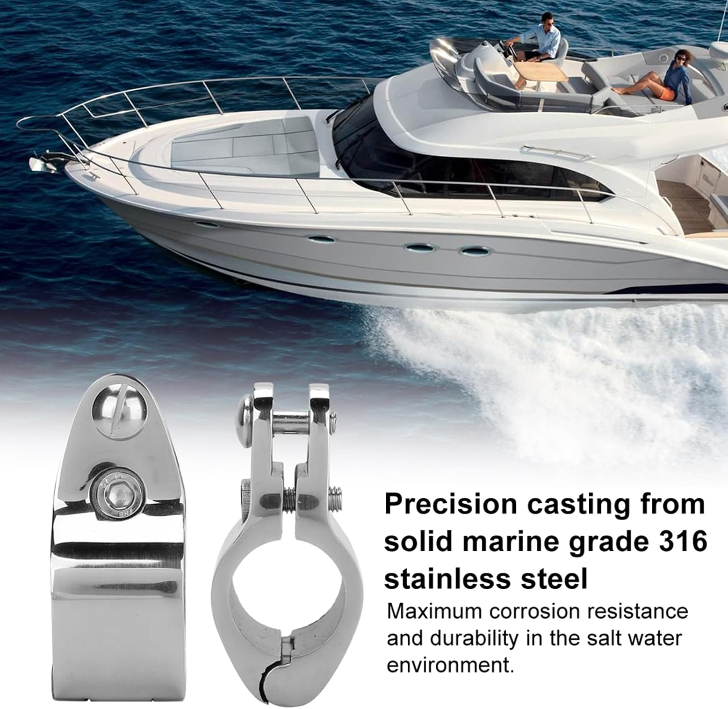 2Pcs 316 Stainless Steel Boat Marine Hinged Upper Jaw Slide Hardware Fittings Suitable for Boats, Yachts(30Mm) image number 2