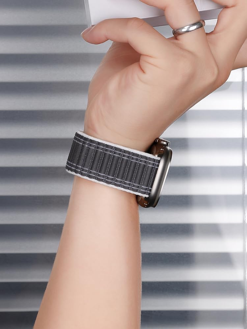 Kompatibel Mit Apple Watch Armband 46/45/44/42/41/40/49Mm, Geflochtenes Uhrenarmband Klettband F&uuml;r Iwatch Serie 10 9 8 7 6 5 4/SE 2/Ultra 2, Stoff Sports Band F&uuml;r Iphone Watch image number 3