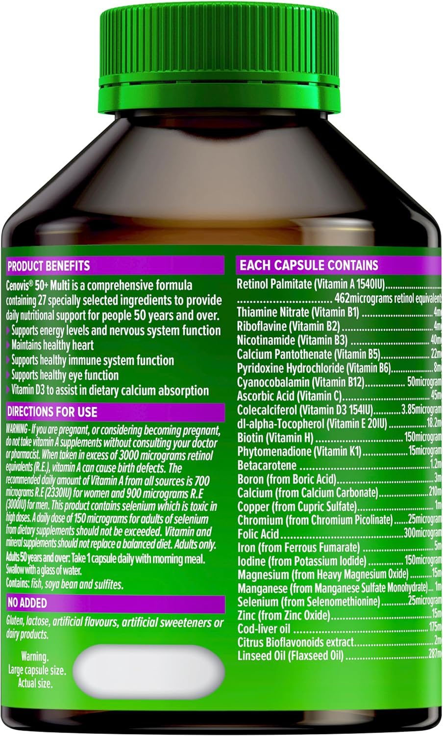 Cenovis 50+ Multi - All-In-One Multivitamin - Daily Nutritional Support for People 50 Years and Over, 100 Capsules image number 6