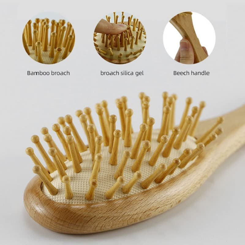 3 Piece Wooden Baby Hair Brush and Comb Set Natural Goat Bristles Brush for Newborns and Toddlers Perfect for Baby Shower and Registry image number 2