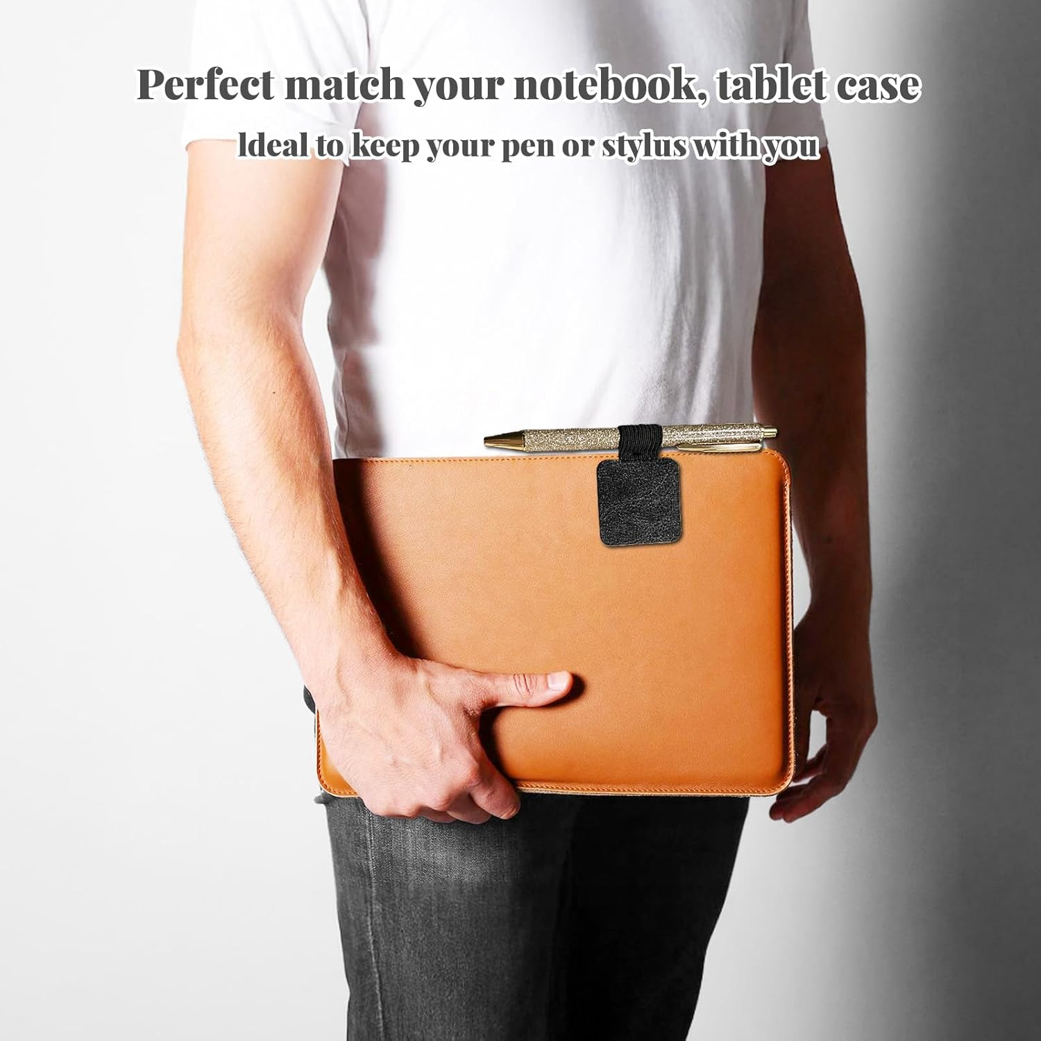 5 Pack Self Adhesive Pen Loop Holder Set for Notebooks Journals Planners, PU Leather Pencil Holder with Elastic Loop for Pens image number 2