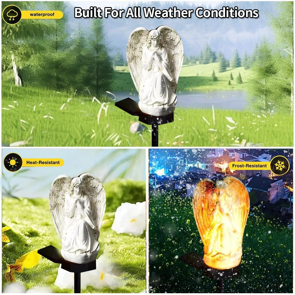 YZYOE Solar Powered White Angel Lights, Garden Decorative Resin Cute Floor Lights, Wireless Dusk to Dusk LED Lights Waterproof image number 2